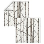 Smaller Scale Birch Grove in Warm Grey and Linen White