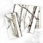 Smaller Scale Birch Grove in Warm Grey and Linen White