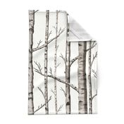 Smaller Scale Birch Grove in Warm Grey and Linen White