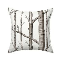 Smaller Scale Birch Grove in Warm Grey and Linen White