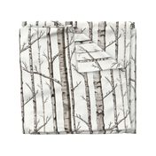 Smaller Scale Birch Grove in Warm Grey and Linen White