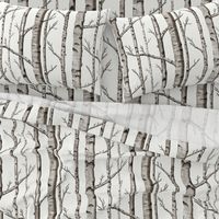 Smaller Scale Birch Grove in Warm Grey and Linen White