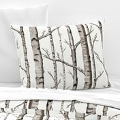 Smaller Scale Birch Grove in Warm Grey and Linen White