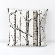 Smaller Scale Birch Grove in Warm Grey and Linen White