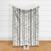 Smaller Scale Birch Grove in Warm Grey and Linen White