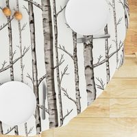 Smaller Scale Birch Grove in Warm Grey and Linen White