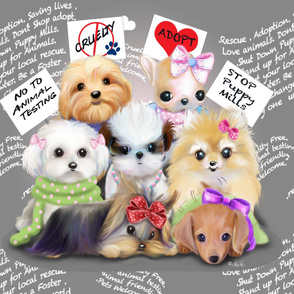 Puppies Manifesto Quilt Panel