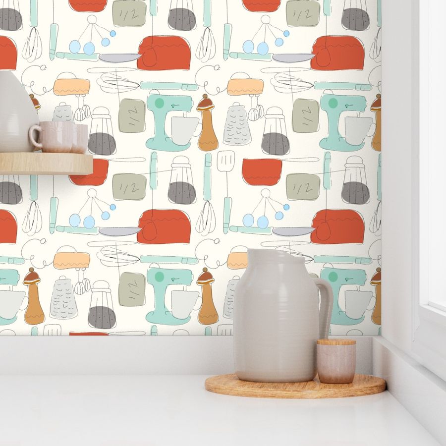 Crazy Kitchen Utensils Wallpaper | Spoonflower