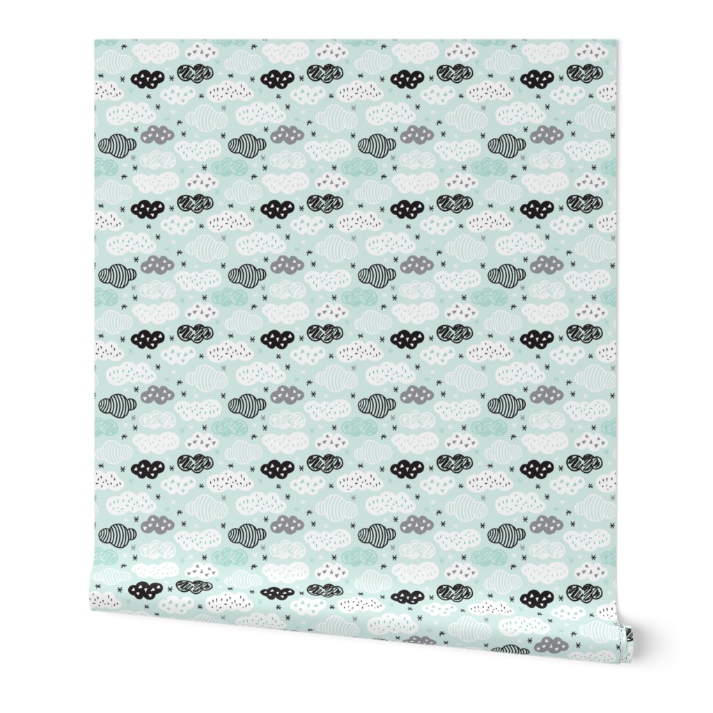 geometric pastel sleepy blue sky cloud pattern