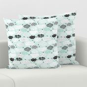 geometric pastel sleepy blue sky cloud pattern