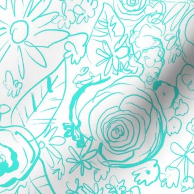 In The Garden Sketch// Bright Turquoise 