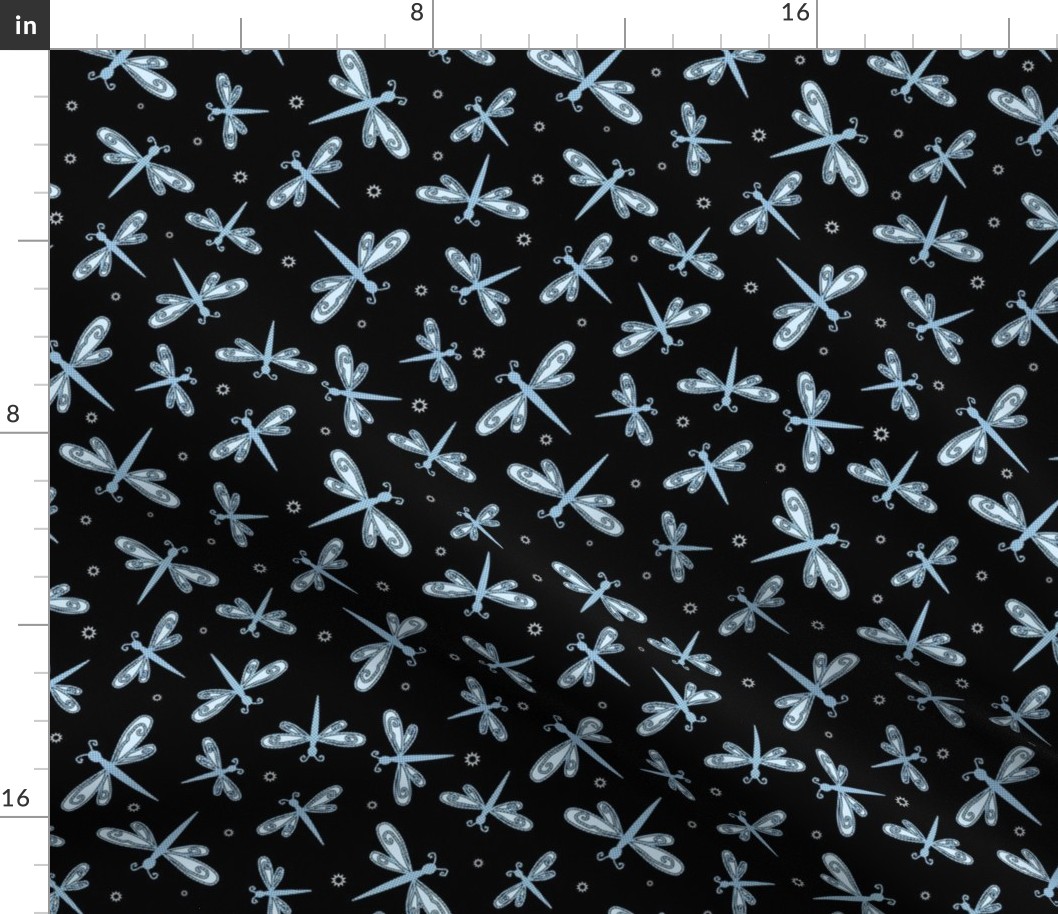 Dragonflies Pattern Blue and Black