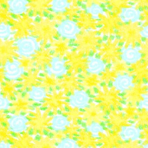 Yellow & white dandelions field
