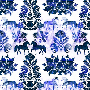 blue folk horses