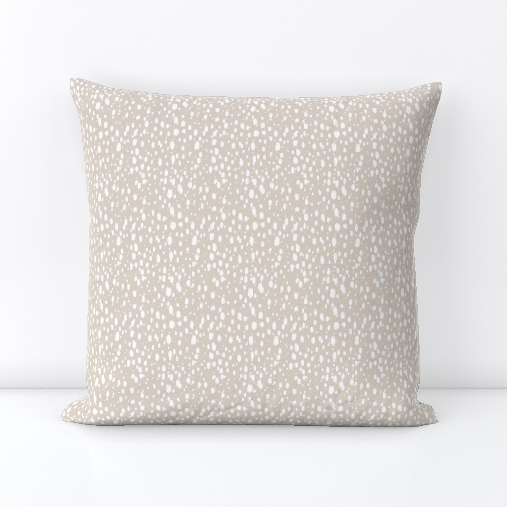 Linen Beige and White Abstract Dots