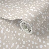 Linen Beige and White Abstract Dots