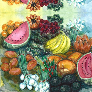 Watercolor Fruit Stand 1