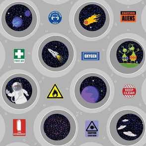 Cosmic view (portholes & safety signs)