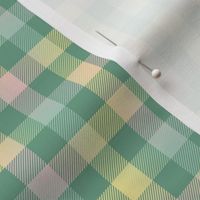 spring rainbow gingham, 1/2" squares on green