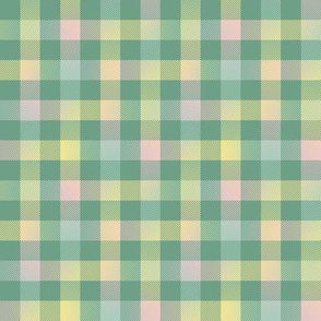 spring rainbow gingham, 1/2" squares on green