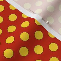 yellow dots on red