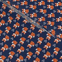 Tiny Painted Foxes over Blue 