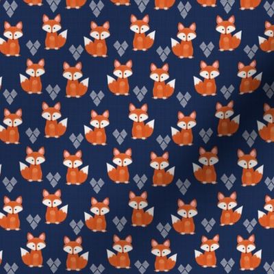 Tiny Painted Foxes over Blue 