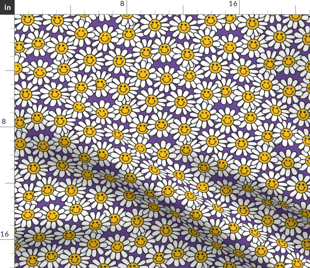 Purple Smiley Daisy Flower Pattern