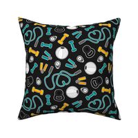 Fitness Love Pattern Grey Aqua and Yellow