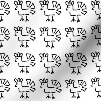 Chicken 3 Feathers in black and white