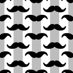 Black Mustaches on Grey and White Stripes