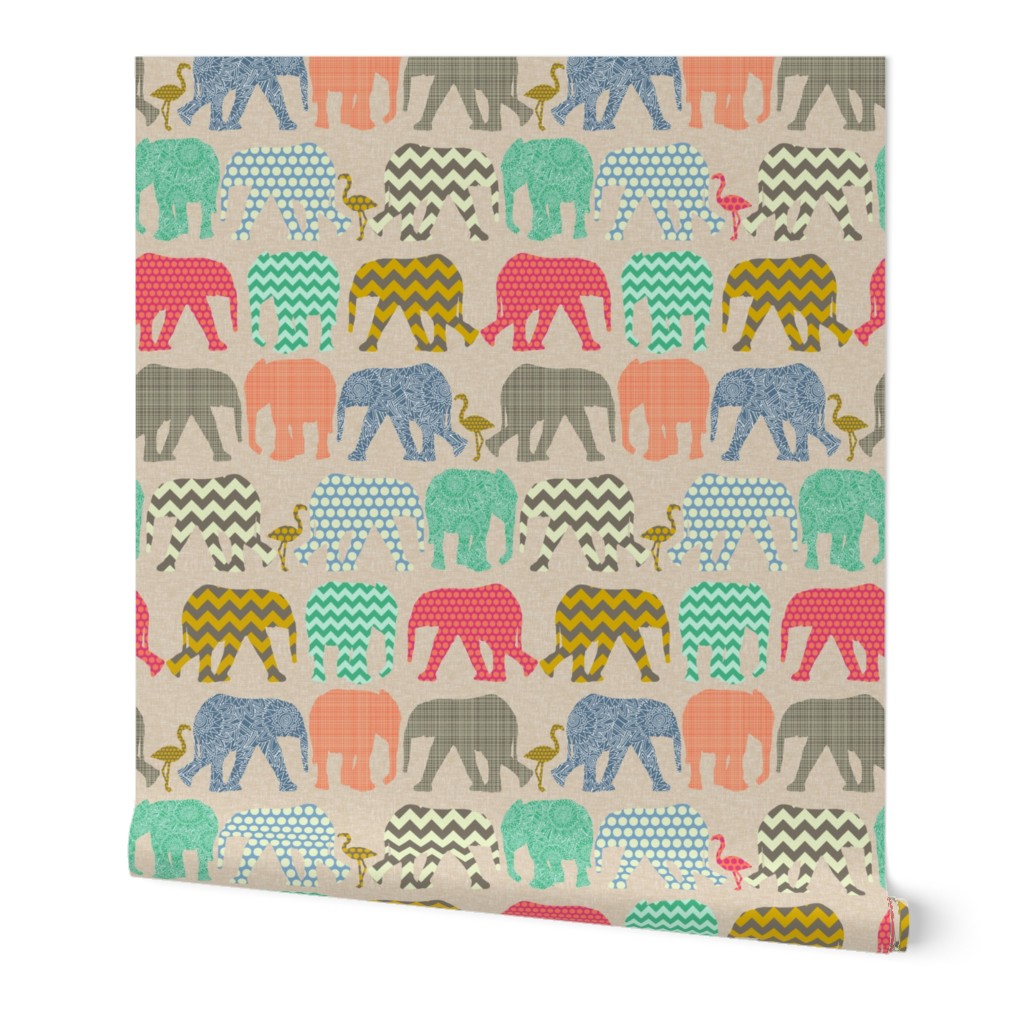 linen baby elephants and flamingos smaller