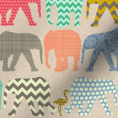 linen baby elephants and flamingos smaller