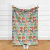 linen baby elephants and flamingos large