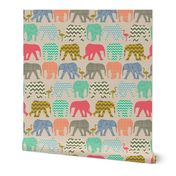 linen baby elephants and flamingos large