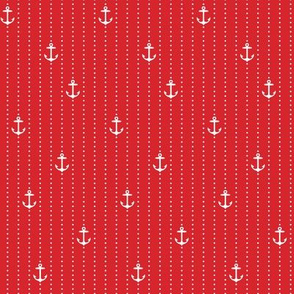 Sailor Anchors White on REd