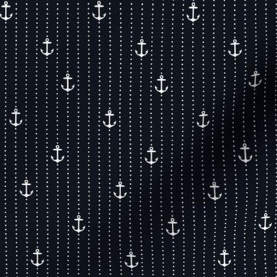 Sailor Anchors White on Black