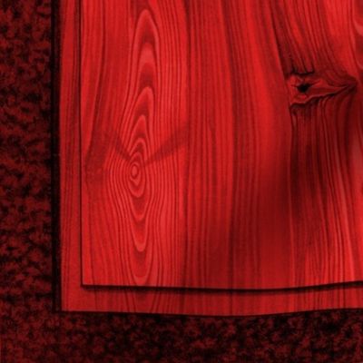 Fir Tree Wood Panel ~ Red  ~ Trompe l'Oeil