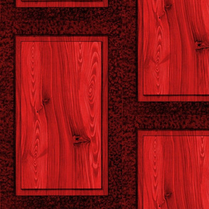 Fir Tree Wood Panel ~ Red  ~ Trompe l'Oeil