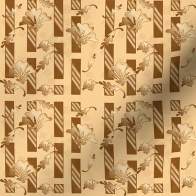 Honey and Brown Tones Floral Stripe Small