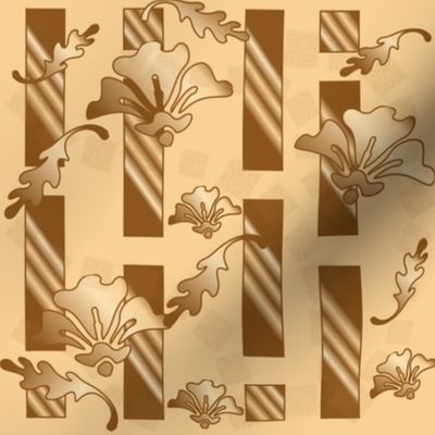 Honey and Brown Tones Floral Stripe Large