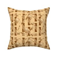 Honey and Brown Tones Floral Stripe Large