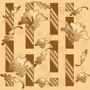 Honey and Brown Tones Floral Stripe Large