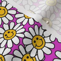 Pink Smiley Daisy Flower Pattern