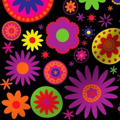 Hippie Rainbow Flower Pattern