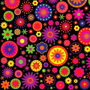 Hippie Rainbow Flower Pattern