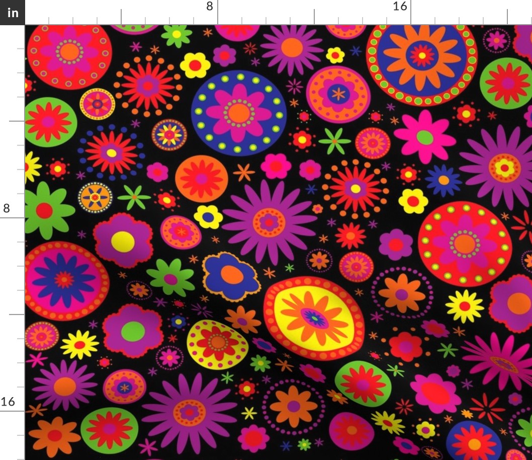 Hippie Rainbow Flower Pattern