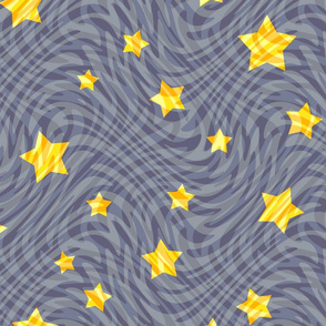 stars in swirls - grey