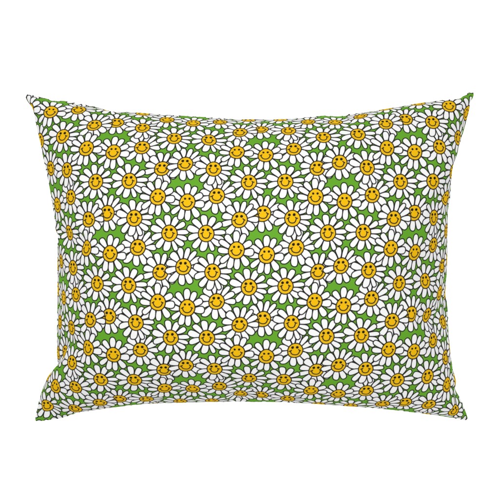 Green Smiley Daisy Flower Pattern