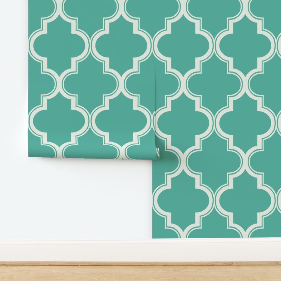 Outline Quatrefoil in Teal